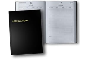 Reservations Book: Hardcover Restaurant Reservations, Double Page per Day for Lunch and Dinner, 8.5x11", Black