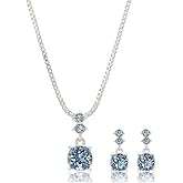 Nine West Women's Purple Necklace Earring Set Silver Tone