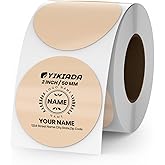 YIKIADA Khaki Circle Thermal Labels Vinyl 2 Inch Self-Adhesive Round Stickers Roll Waterproof Printer Decals Name Tag for QR Code DIY Office Address 500 PCS