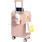 YANQIAO 20" Pink Carry-On Luggage, Cup Holder &amp; USB, Hard Shell | 20 inch carry-on, ABS+PC hard shell, cup holder, USB charging port, spinner wheels, combo lock, airline travel, business trip