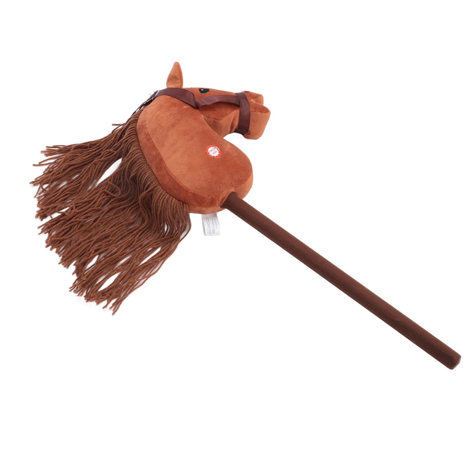 Syrisora 70cm Height Plush Horse Stick Toy Cute Expression 2 Sound Effect Outdoor Stuffed Stick Horse Stick Horse with Wood Wheels Hobby Horse Fur Real Horse Toys Stick Jumps (Deep Brown)
