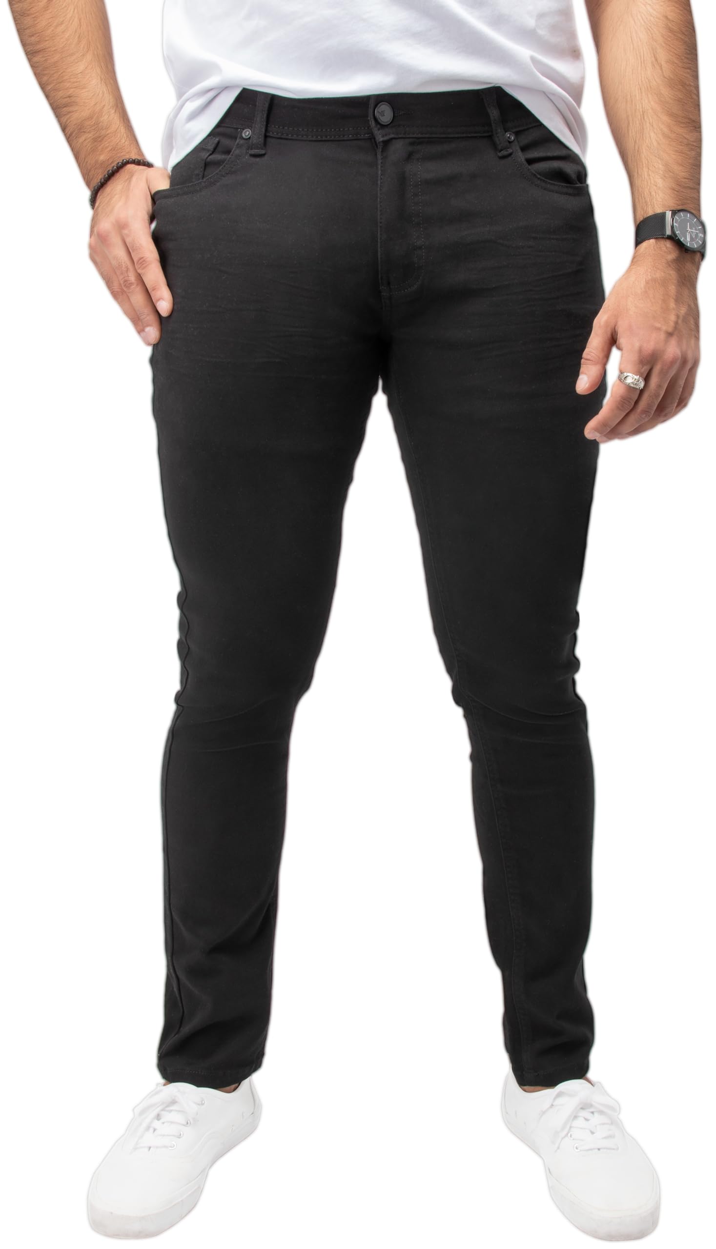 X RAY Jeans Men’s Stretch Pants, Slim Fit Flexible Commuter Colored Denim Jeans, Casual Pants for Men, Commuter 12041 – Jet Black, 36W X 32L
