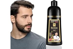 Instant Black Hair Color Shampoo for Men,Mustache & Beard, Beard Dye for Men,Just for Men, 3 in 1 Hair Dye Shampoo - 17.6 fl 