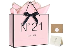 QLSKO 13" Birthday Gift Bag with Card Envelope Sticker Bow Ribbon and Tissue papers for Women Girls Design with Handles,13th-100th (EST.2004 21st, 13" W x 10.5" H x 4.3" D)