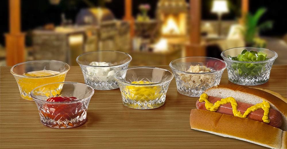 Godinger Bowl Set - Crystal Mini Prep, Dip, Dessert, Bar Snack Dish Bowls - 2oz, Set of 6: Kitchen & Dining