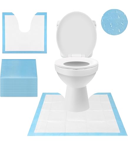 Drydiet 100 Pcs Disposable Toilet Mats Absorbent Toilet Floor Protector from Urine U Shaped Bathroom Floor Pads Protector Commode Mats for Urine for Home Bathroom 23.6 x 23.6inch