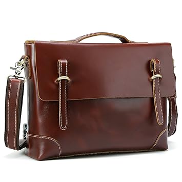 Ayouya Leather Briefcase Laptop Messenger Bag Office Vintage Briefcase For Men 15.7 Laptop and Tablets Bag Brown