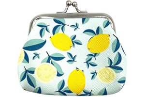 MDSTYLE Kiss-Lock Coin Purse for Women, Girls, Kids - Cute Change Purses - Small Coin Pouch - Mini Change Holder - Tiny Coin Wallet (Lemon)