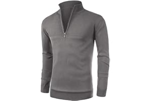 NITAGUT Mens Slim Fit Zip Up Mock Neck Polo Sweater Casual Long Sleeve Sweater and Pullover Sweaters with Ribbing Edge