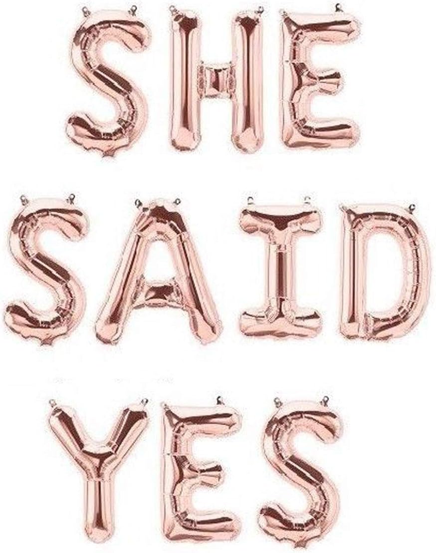 16" Rose Gold SHE Said YES Balloons Banner Foil Letters Mylar Balloons for Bachelorette Party, Wedding, Bridal Shower Cannot Float