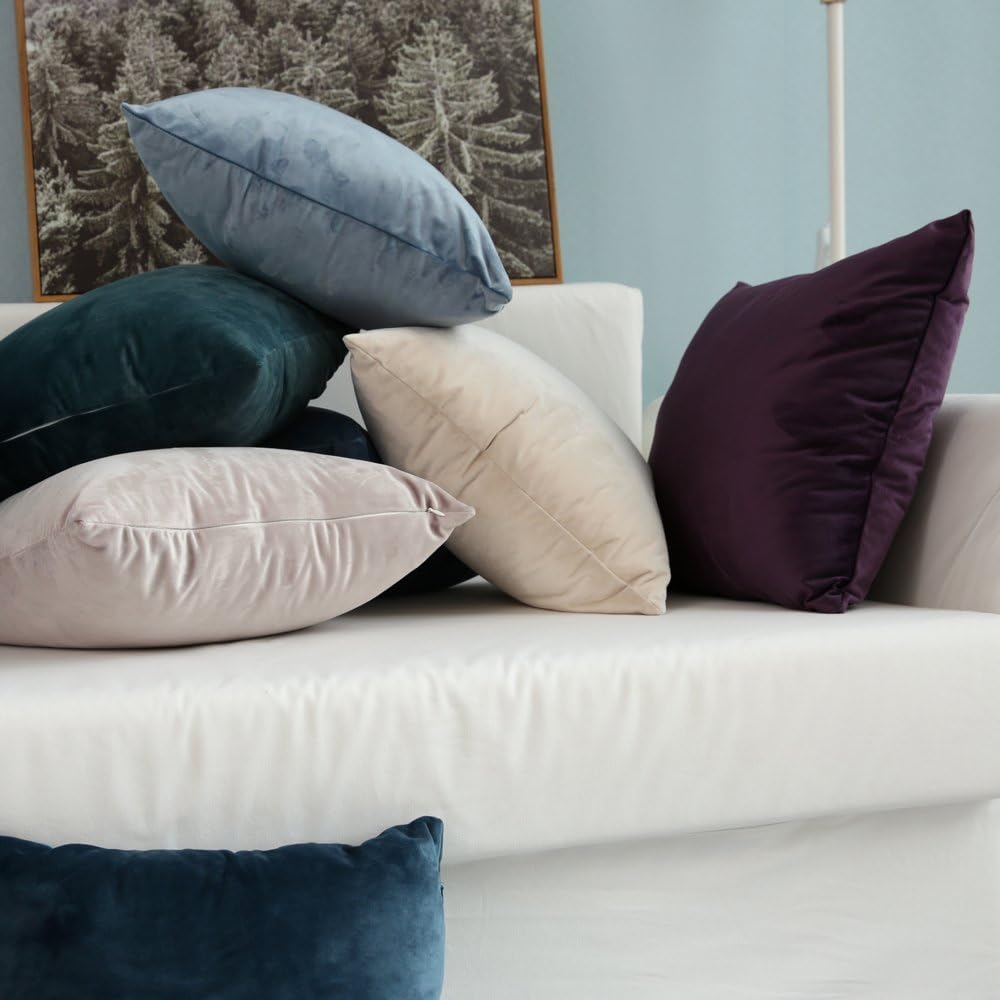 MIULEE Pack of 2 Velvet Soft Decorative Square Throw Pillow Case Cushion Covers Luxury Pillowcases for Livingroom Sofa Bedroom with Invisible Zipper 50 x 50cm 20x20 Inches Aubergine - Image 5