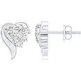 Certified 1.2 Carat Moissanite Heart Earrings in Silver, D-Vs1 Quality, Moissanite Everyday Earrings - Romantic Gift For Her