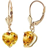 14k Yellow Gold Heart-shaped Citrine Dangle Earrings