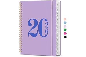 TAJA 2026 Planner, Weekly and Monthly Calender Planner, Jan 2026 to Dec 2026, Hardcover 2026 Calendar Book with Tabs & Inner Pocket, Office Home School Supplies for Women & Men - A5 (6.3" x 8.5"), Purple