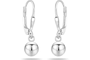 LeCalla Sterling Silver Drop Ball Earrings for Women's Lightweight Classic Leverback Round Bead Ball Drop Dangle Earrings