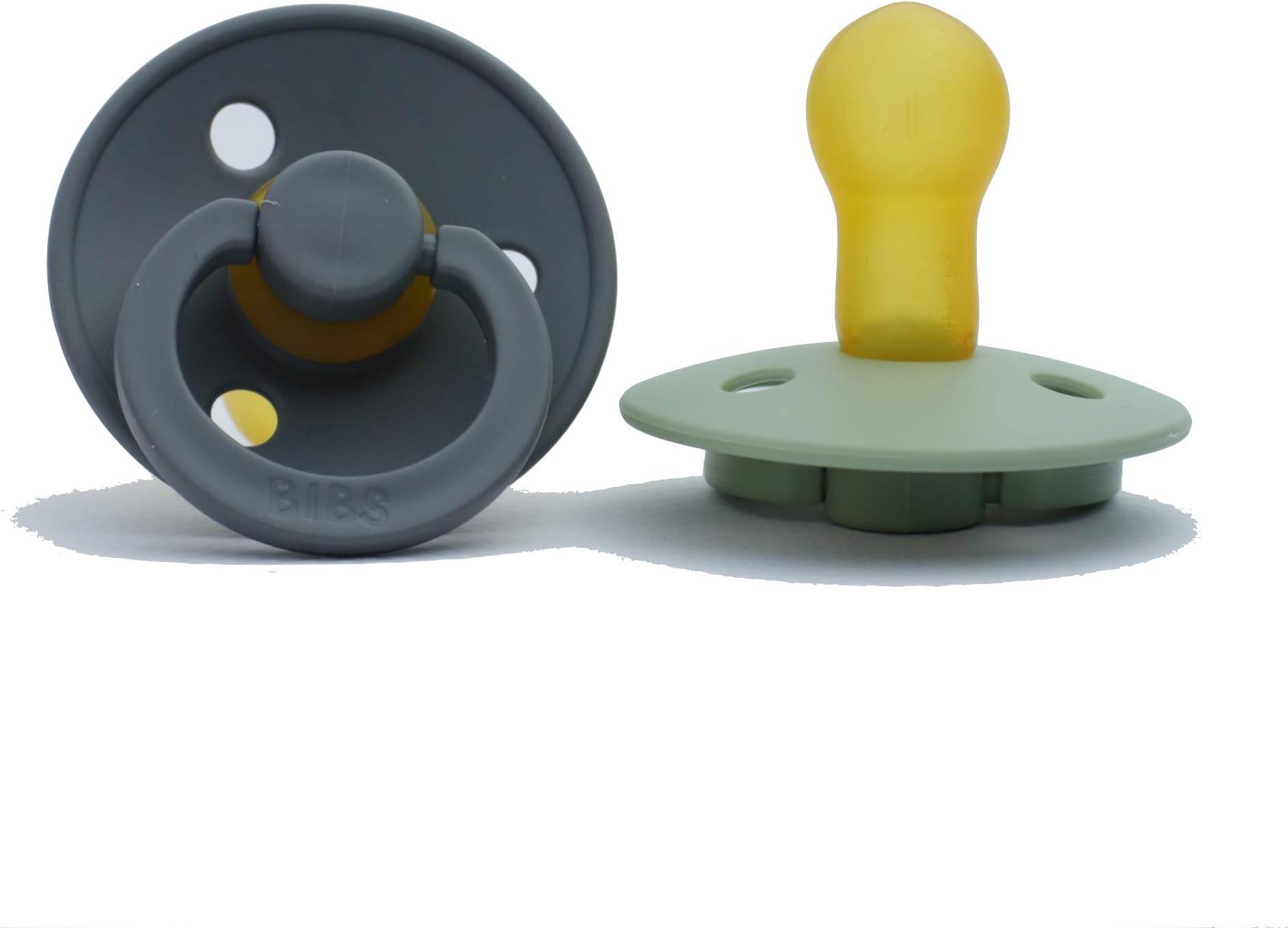 Bibs BPA-Free Natural Rubber Baby Dummy/Pacifier/Dummies | Made in Denmark | 2 Pack (Smoke/Sage, Size 2 (6-18 Months))