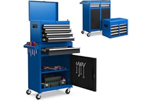 IRONMAX 5-Drawer Rolling Tool Chest, 2-in-1 Detachable Heavy Duty Tool Box Storage Cabinet with Auto Lock, Adjustable Shelf &