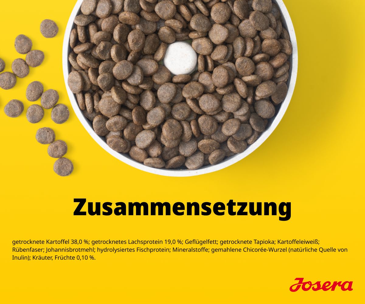 JOSERA Adult Lachs & Kartoffel (1 x 12,5 kg) | Premium Trockenfutter für ausgewachsene Hunde (auch Senioren) | Monoprotein - 100% Lachs | wenig Protein | getreidefrei | Hundefutter | 1er Pack 6