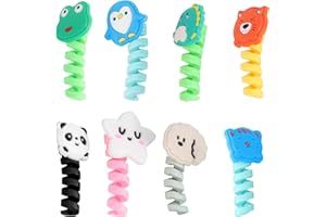 TOMETURE Cartoon Data Cable Protectors 8Pcs with Silicone Wire Organizers for Phone Charger Cord Management