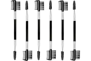 Ksvsonrvi 6PCS Eyebrow Eyelash Brush 3 Head Eyelash Comb Double Head Brush Makeup Grooming Tool Cosmetic (Black)