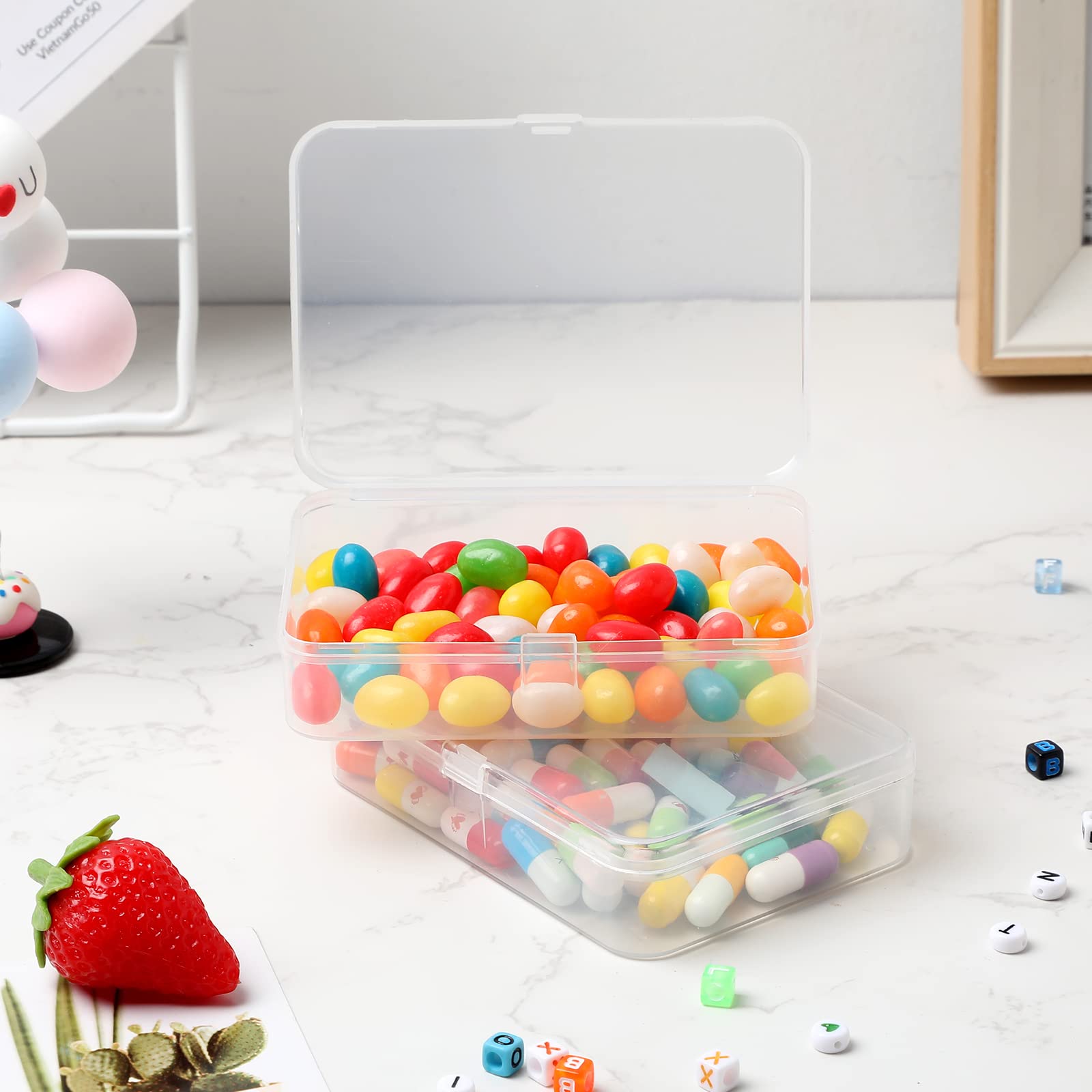 Tuanse 30 Pcs Clear Plastic Beads Storage Containers Box with Lids Multiple Sizes Storage Square Containers for Jewelry Beads Craft Supplies(4.1 x 3 x 1 Inch)