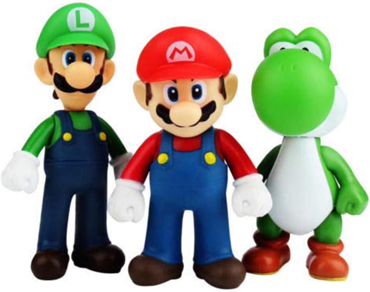 JoySee Set of 3 Pcs Super Mario Bros Luigi, Mario, Yoshi Action Figures Toy, 4.7”: Toys & Games