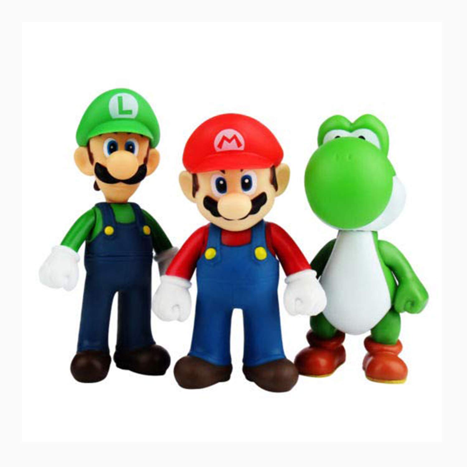 Set of 3 Pcs Super Mario Bros Luigi, Mario, Yoshi Action Figures Toy, 4.7'' Toys