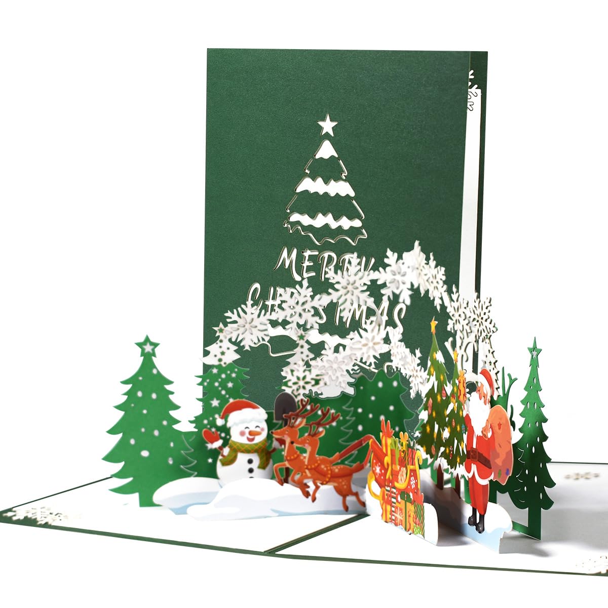 CNLITIHEKA Christmas Greeting Card Handmade 3D Popup Christmas Cards For Christmas or Holidays Includes Envelope and Note Tag（Forest Deer）