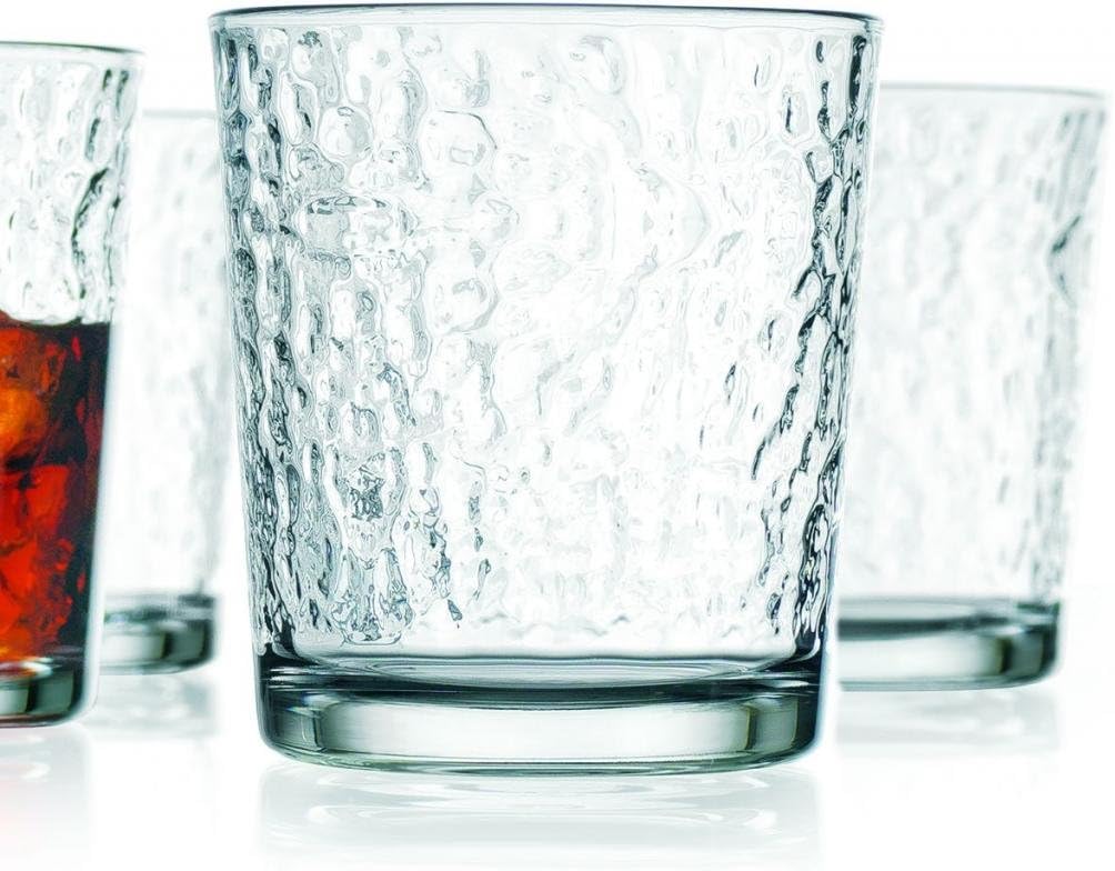 Set of 4 Hammered DOF Drinking Glasses 13-ounces 4-piece Elegant Party Glassware Set