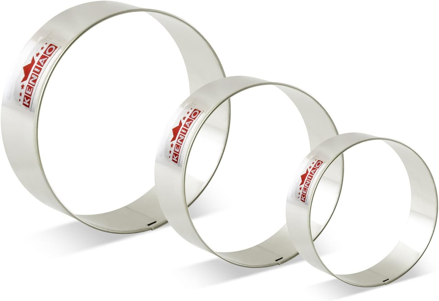 KENIAO Circle/Round Cookie Cutters Set Ball Biscuit Fondant Bread Cutters - 3 Various Size - Large: 4 Inches, Medium: 3.6 Inches & Small: 3 Inches - Stainless Steel