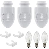Creative Hobbies White Auto On Sensor Plug in Night Light Module Includes 3 Bulbs and 3 Plastic Clips, Great for Making Your Own Decorative Night Lights, Pack of 3