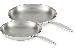 Lagostina Forte 3 Ply Clad 2-Pack Skillet Set (26cm/ 10 in and 30cm/ 12 in), 18/10 Stainless Steel Interior, Induction Ready,