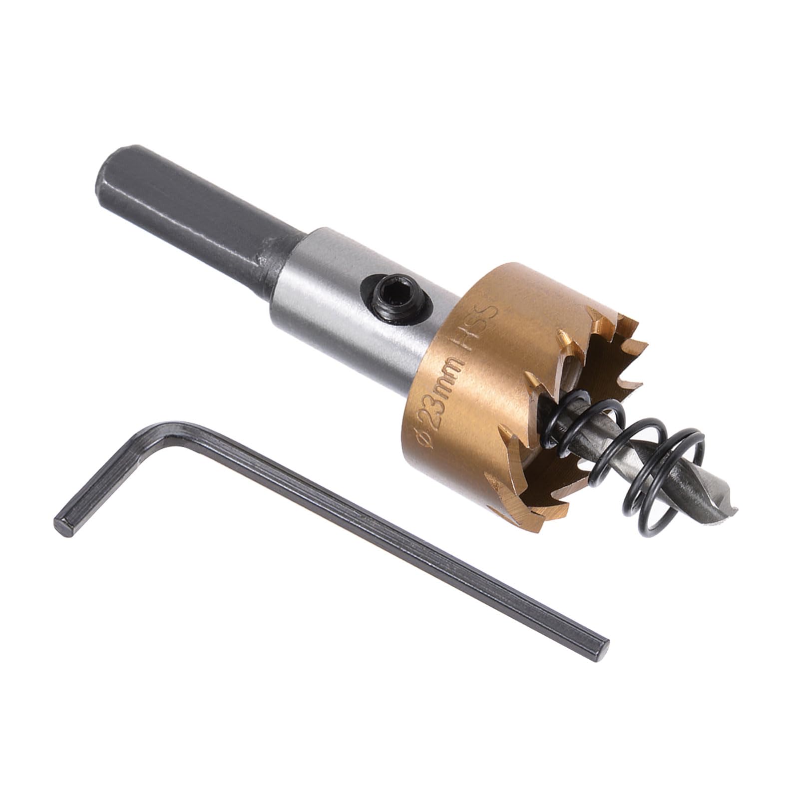 Kozelo 1pcs Hole Saw - [23mm] HSS (High Speed Steel) 4341 Drill Bit Hole Cutter for Stainless Steel Aluminum Metal Wood Plastic Use, Titanium Plated, Triangular Shank