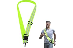 Reflective Sash with Clip, Running Gear Adjustable Safety High-Visibility Running Belt for Walking Cycling Night Sports Refle