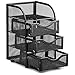 Halter 2 Piece Steel Mesh Desk Drawer Organizer Set, Cute Pen Holder for Desk, Office and Desk Organizer, Supplies Accessories Tray, Small Desktop Organizers, Mini Shelf Drawers Storage Decor, Black