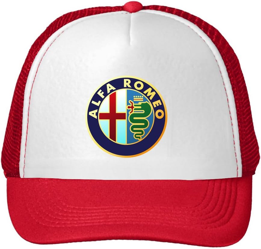 IEOUIOZ Adjustable Alfa Romeo Car Logo Mesh Back Trucker Cap Pink