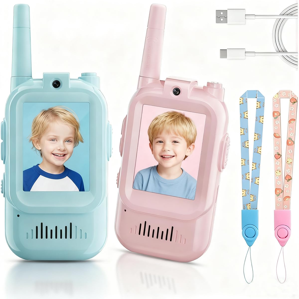Harnidipa Kids Walkie Talkies with Video，2-Inch Screen Real Time Video Walkie Talkies for Kids, 3 Voice Changer Effects, Toys for 3-10 Year Old Boys and Girls, Birthday