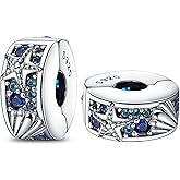 LONGLUCK 925 Sterling Silver Stopper Clip Charms for Bracelet Necklace Spacer Beads with 5A Cubic Zirconia Mother's Day Christmas DIY Gift for Women(2PCS)