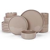 Famiware Nebula Plates and Bowls Sets, 18 Pieces Dinnerware Sets, Dishes Set for 6, Cinnamon Brown