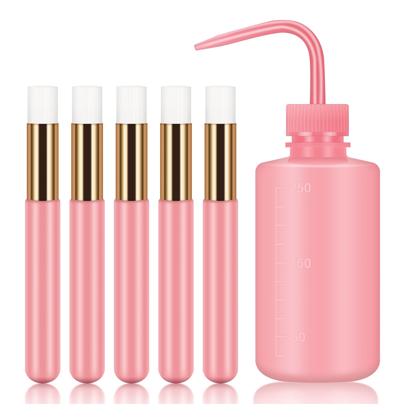 ATOMUS Eyelash Extension Cleaning Kit 5pcs Eyelash Cleaning Brushes with 1pc 250ml Safety Eyelash Cleaning Washing Bottle for Eyelash Extension Eyelash Cleanser Tool Supplies