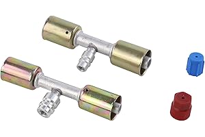 Wisepick Air Conditioning AC Fitting Set #8 and #10 Female Oring Beadlock Straight with R134a pressure valve