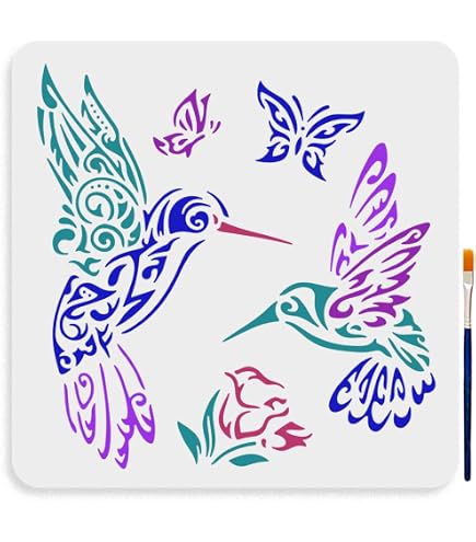 Pochoir Réutilisable Colibri - Taille 42 Cm - Pour Décor Mur, Meuble, Texile - DIY, Bricolage, Customisation - 11