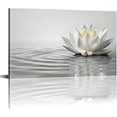 PLIDAAYO Lotus Zen Wall Art Charming White Lotus Canvas Print Lotus Flower Bloom in Water Poster Painting Zen Yoga Spa Picture for Bathroom Living Room Meditation Room Home Decor(Zen-03,12"x18")