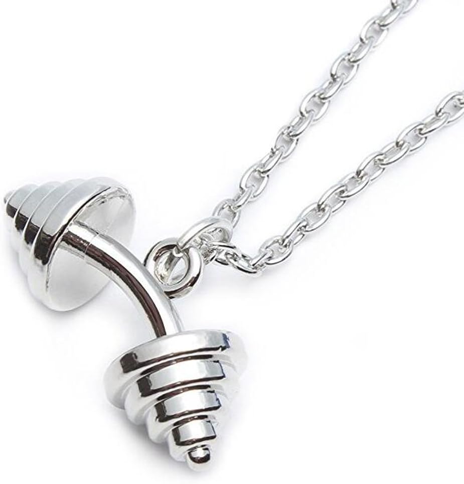 HuiLin Jewelry Fitness Bodybuilding Workout Exercise Bent dumbbells Pendant Necklace