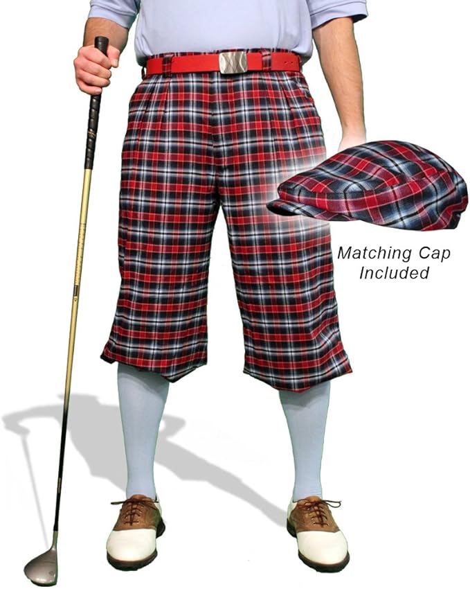 Golf Knickers Plaid and Cap Mens 'Par 5' Airdrie