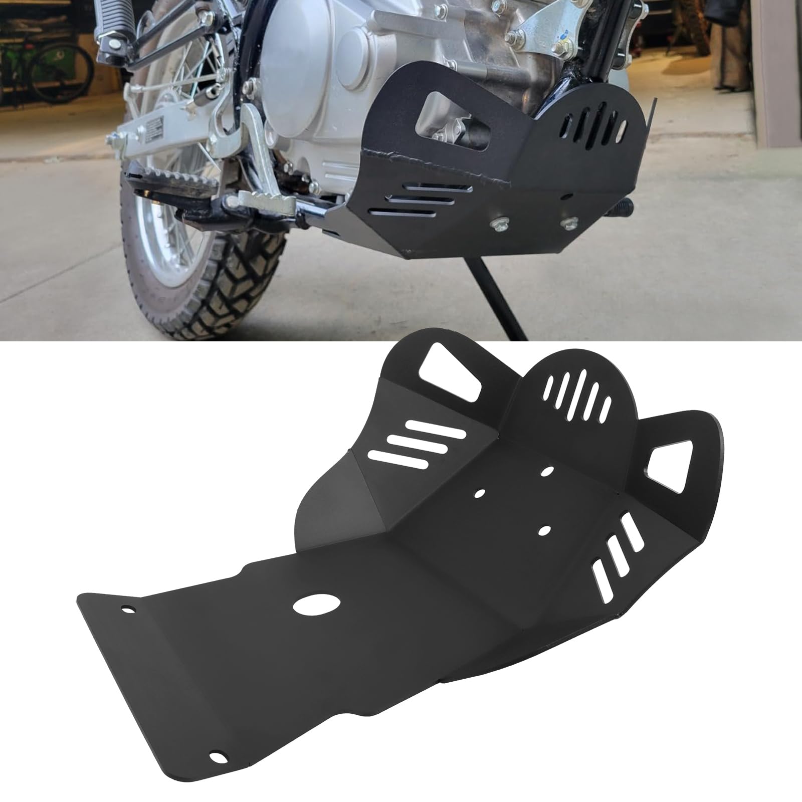 Photo 1 of KKZOL Motorcycle Skid Plate Replacement for Honda XR150L XR150 L 2017-2023 Under Engine Protection Aluminum Bash Plate(Black)