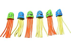 Swimline Dive Jellyfish Toys 6-Pack Weighted Catch and Retrieval Game for Swimming Pool & Bath Tub for Kids Multi Color Rings Underwater Dive Practice Education Learn