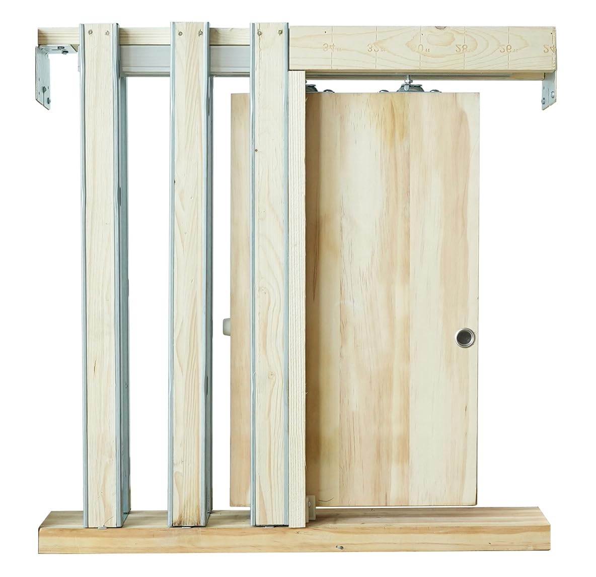 Photo 1 of DIYHD 48X96in Pocket Door Frame for 2x4 Stud Wall - Sliding Hidden Door Kit for 40"-48" Wide Indoor,Fit 1-3/8" to 1-3/4" Thick,330lbs Capacity,Heavy Duty Steel Track with Smooth Glide