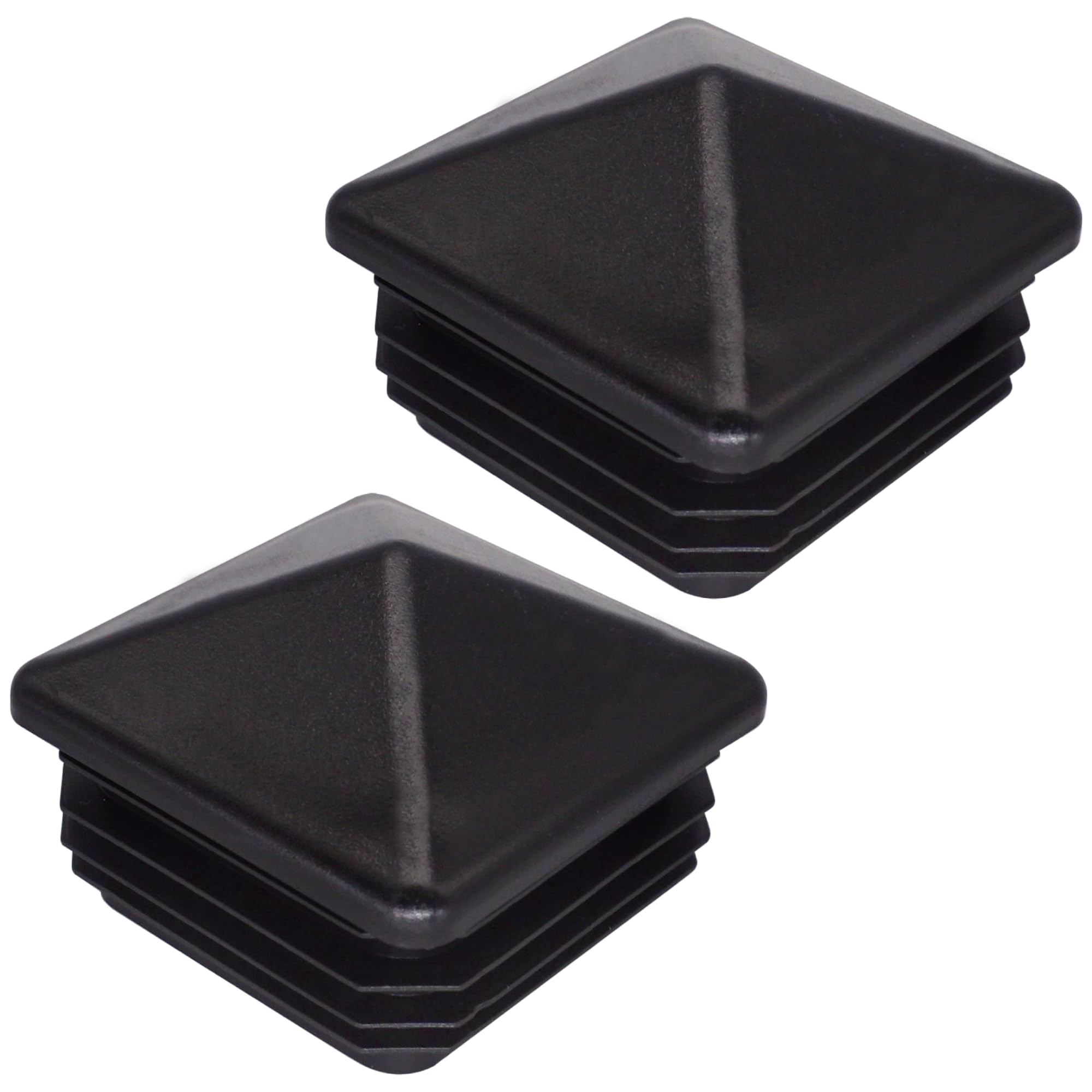 SKIR'CO (2 pcs) Square Plastic Plugs 50 x 50 mm, Tube End Caps, Fence Post Plugs, Square Tube Inserts, Black RAL 9005