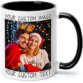 Polinxia Ship Next Day Custom Mug Design Your Own Photo Text Personalized Picture Gifts for Women Men Customized Gift Idea Personalized Coffee Mugs 11oz Black Handle